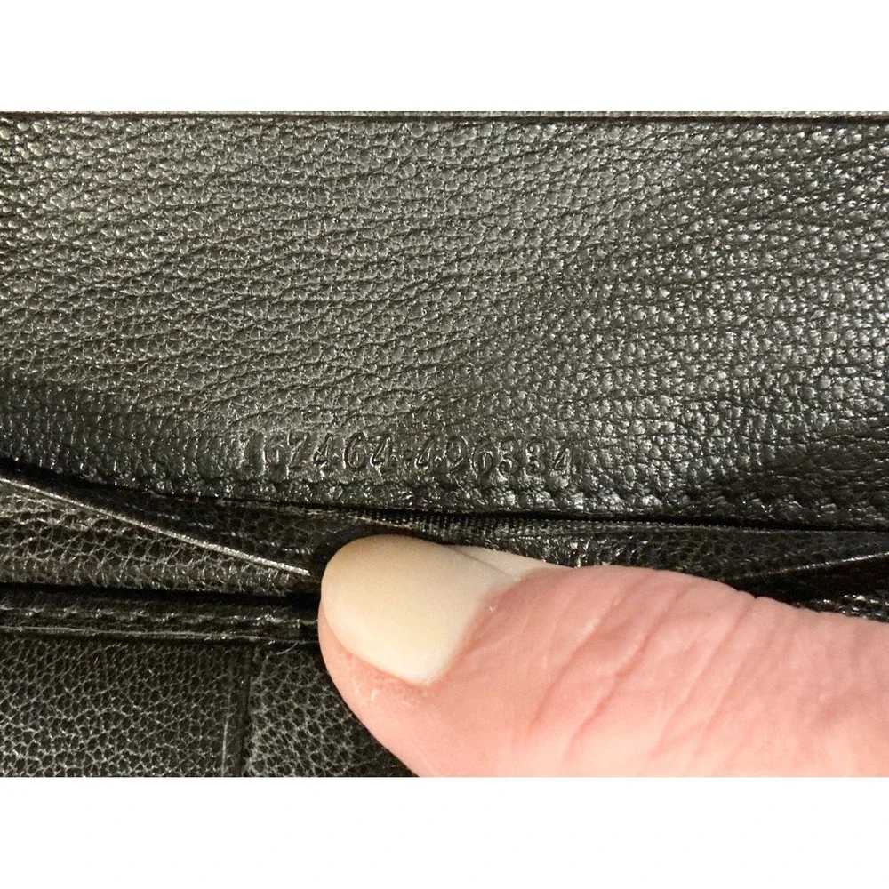 Gucci Black Pebbled Leather Continental Wallet with‎ Red & Blk Ribbon Bow Detail - Picture 7 of 16